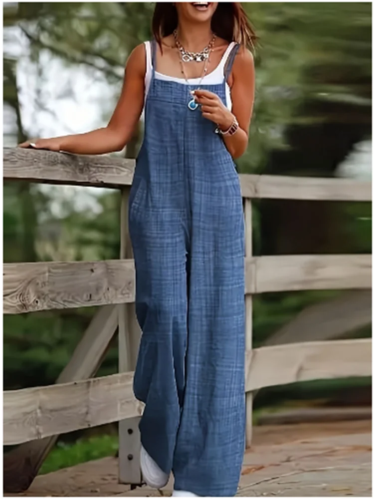 Loose Jumpsuit Women's Casual Solid Color Vest Overalls Summer Trend Jumpsuit