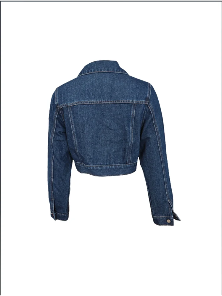 Women Denim Jacket Button Long Sleeve Blue Denim Coat Lady Street Fashion Autumn Spring Y2K Top